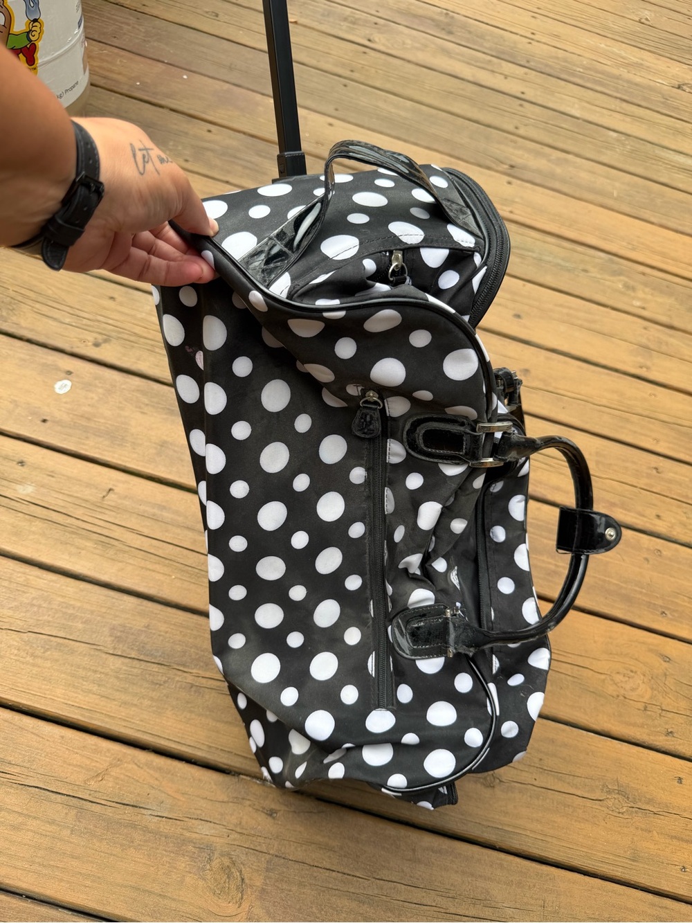 thirty-one Black & White Polka Dot Rolling Travel Bag